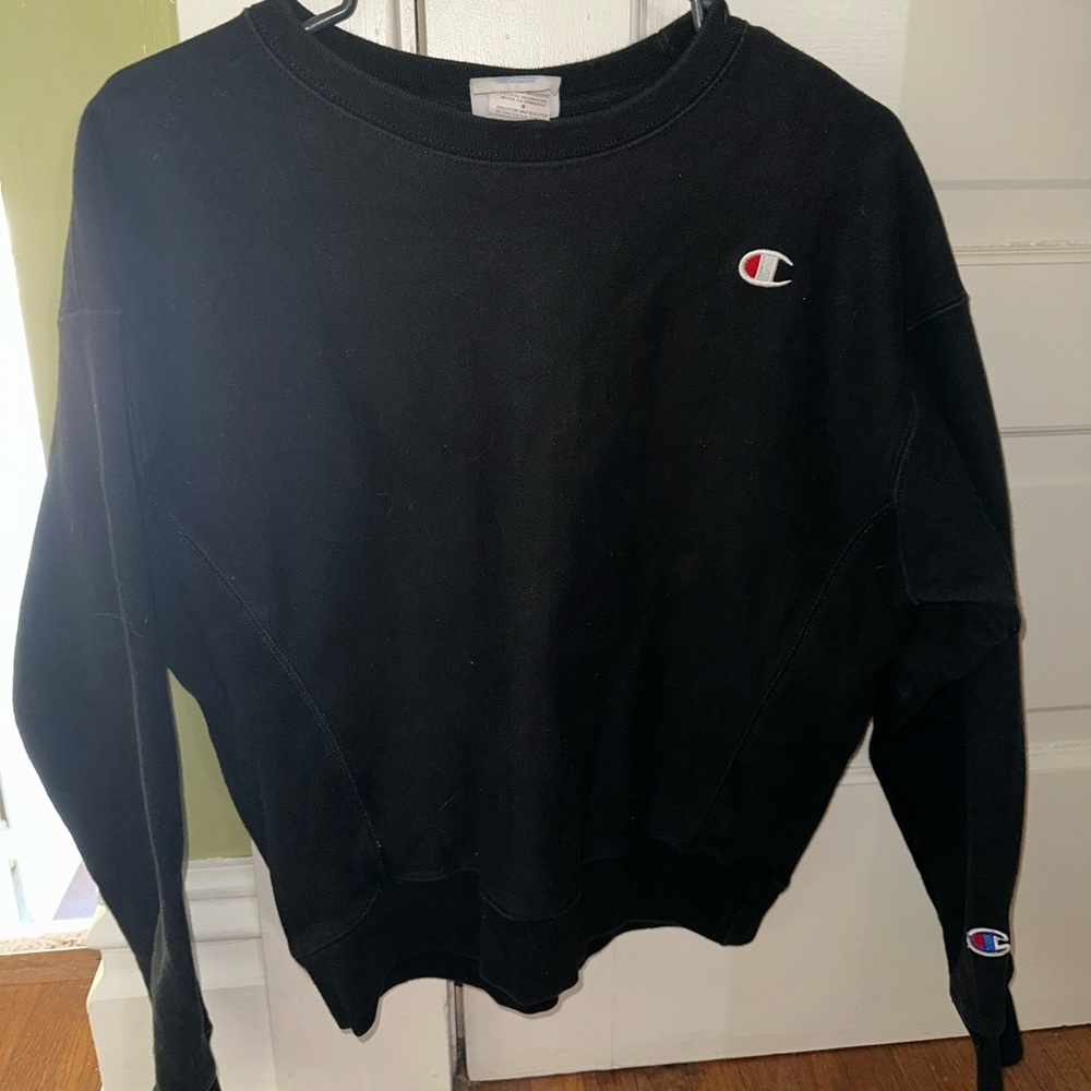 Women’s Black Champion Crewneck Sweater